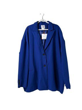 Extro&vert Blazer Womens Size 16 Royal Blue Two Button‎ Jacket Preppy Office NWT
